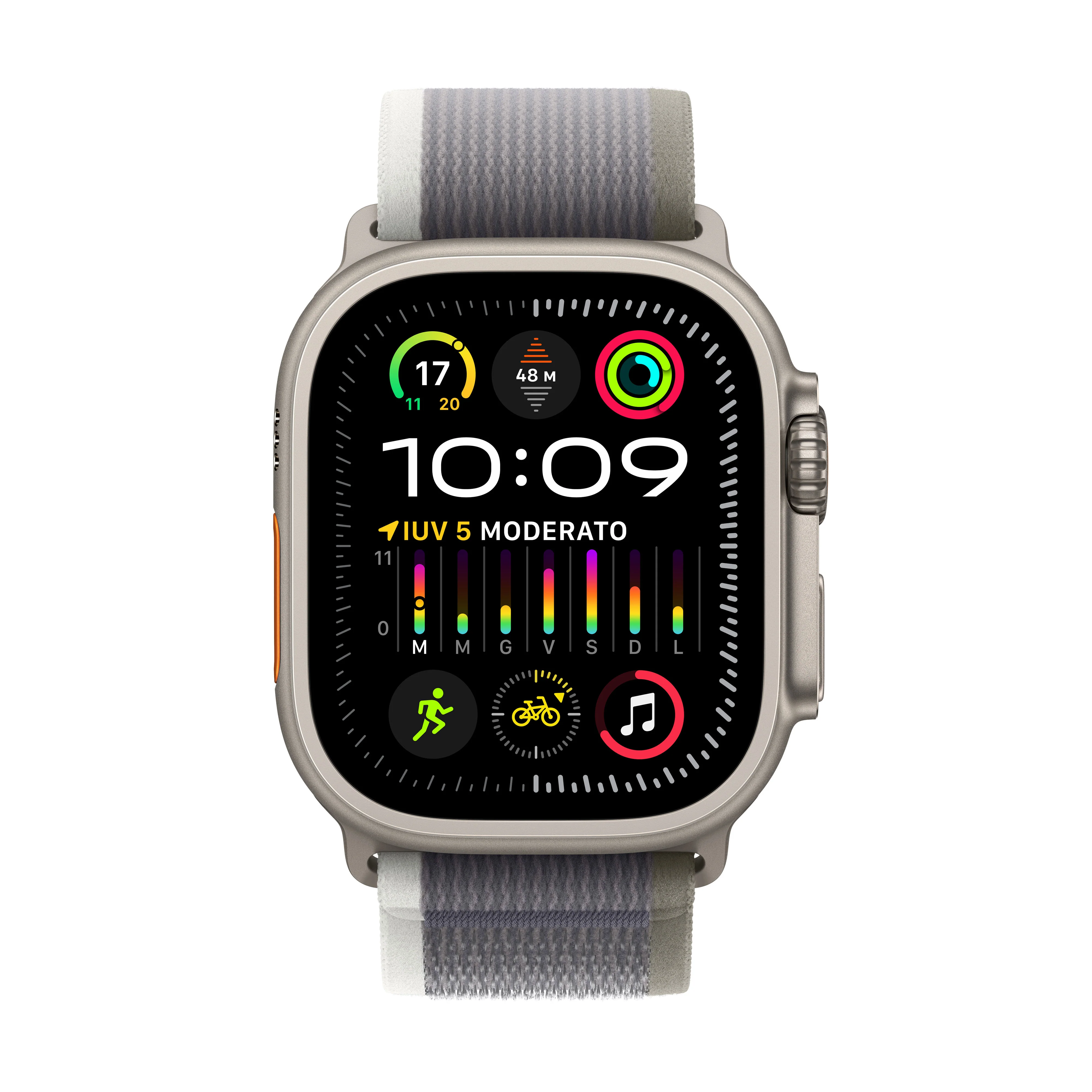 Apple Watch Ultra 2 • Naturel • 49 mm • Bracelet Trail Vert / Gris • S/M - Image 2